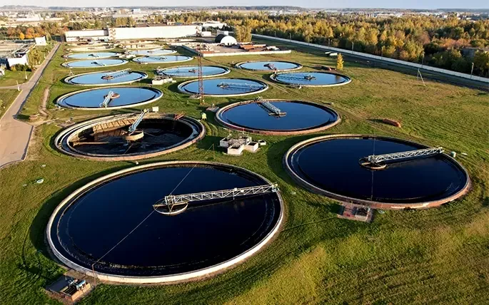 Aerial view of a water treatment plant